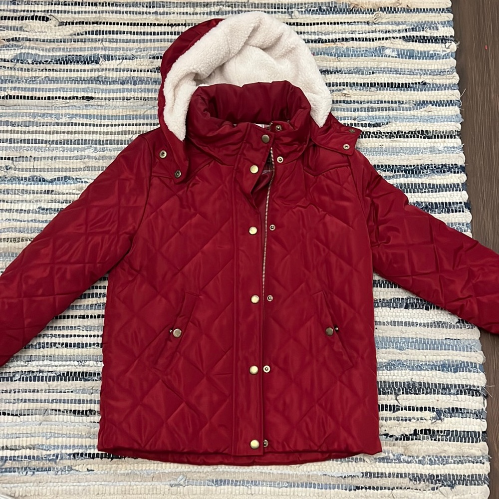 Cute red quilted jacket!